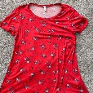 PinkBlush Red Floral Draped Maternity/Nursing Top